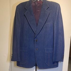 Vintage 70’s Men’s Denim Blazer & Vest Set, Western Cowboy, Americana, Retro